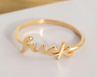 10K,14K,18K Gold Fuck Ring, Fuck Jewelry, Middle Finger Ring, Knuckle Ring, Dainty Fuck Ring, Fuck Written Ring, Fuck Ring, Gift For Her