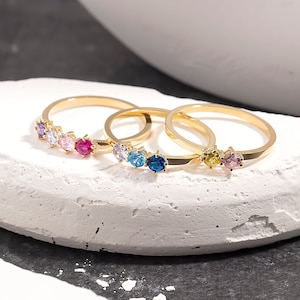 10K,14K,18K Gold Family Birthstone Ring, Gold Personalized Birthstone Ring, Mother's Day Gift, Gift for Mom, Mother Ring, New Mom Ring