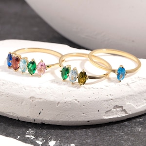 10K,14K,18K Gold Custom Birthstone Ring, Family Birthstone Ring, Mothers ring, Gold Personalized Birthstone Ring, Gift For Her, Mother Ring
