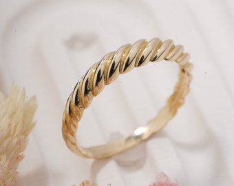 10K,14K,18K Gold Croissant Ring, Croissant Ring, Vintage Gold Ring, Minimalist Dainty Ring, Gift For Mom, Gift For Her,  Gold Statement Ring