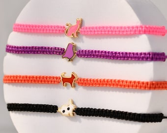 10K,14K,18K oro personalizado Zodiac Spirit Animal Macrame Bracalet, Cat Bracalet, Dog Bracalet, Rabbit Bracalet, Bird Bracalet, Regalo del Día de la Madre