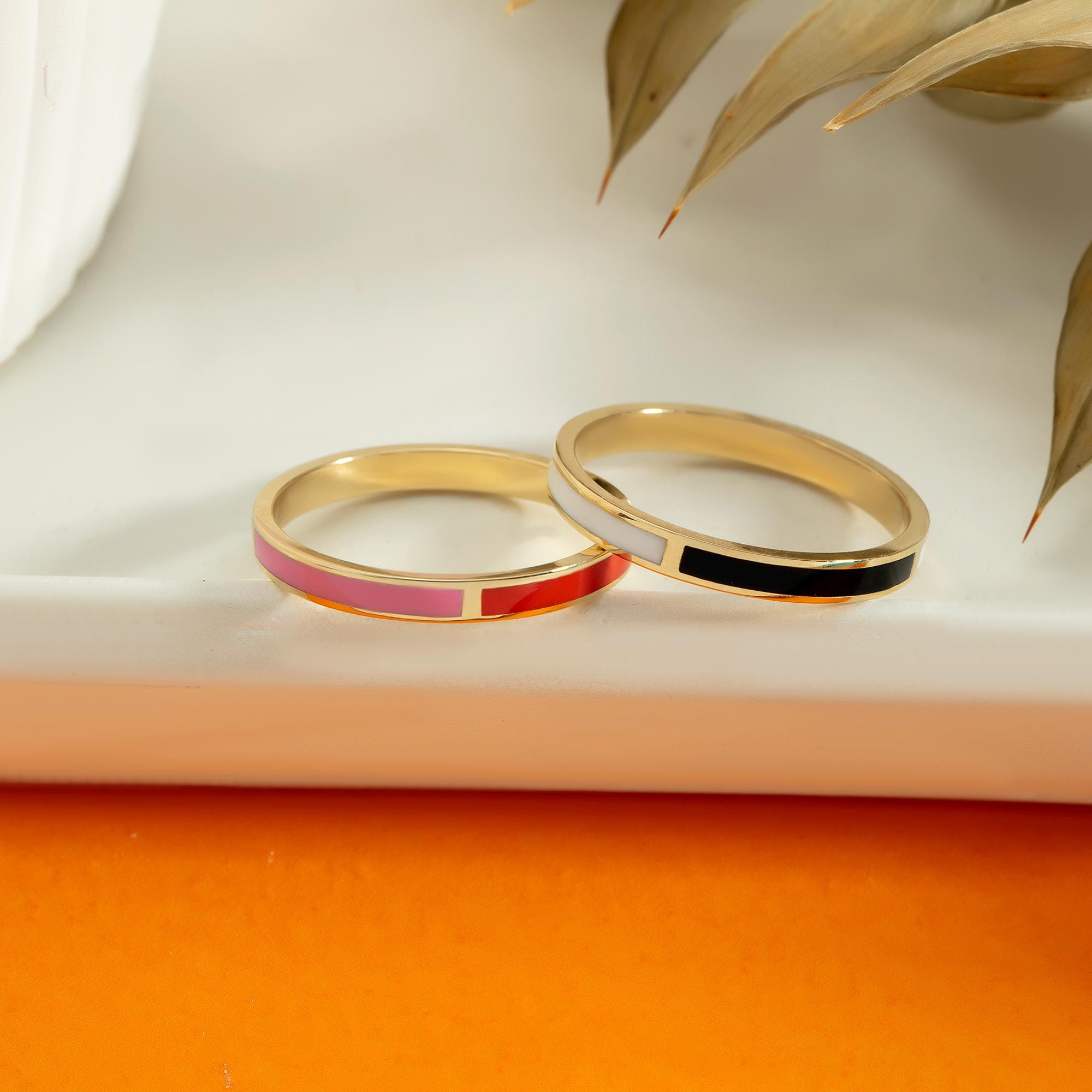 Unique Enamel Rings 10K 14K 18K Gold Personalized Multicolor Enamel Ring, Enamel Ring ...