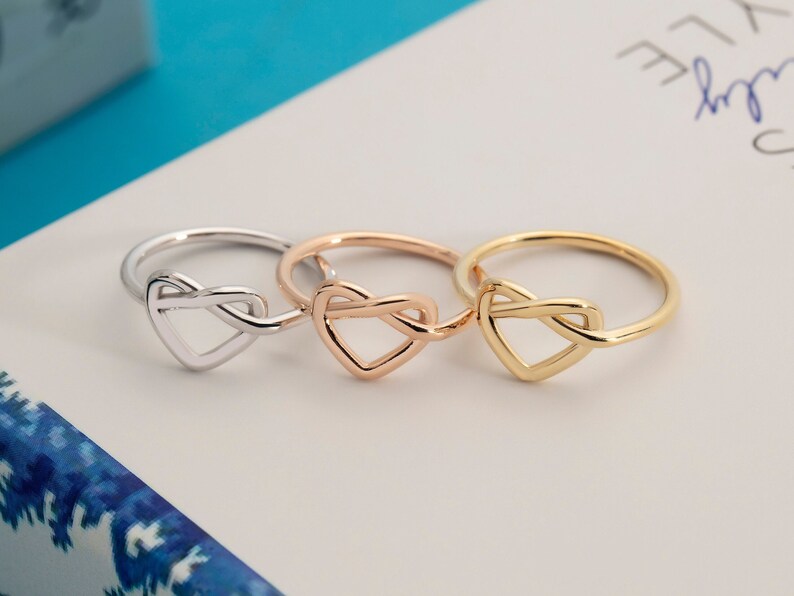 10K 14K 18K Gold Heart Ring, Girlfriend Ring, Gold Knot Heart Ring, Promise Ring, Infinity Ring, Heart Ring, Romantic Heart Ring,Gift For Gf bild 2