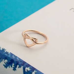 10K 14K 18K Gold Heart Ring, Girlfriend Ring, Gold Knot Heart Ring, Promise Ring, Infinity Ring, Heart Ring, Romantic Heart Ring,Gift For Gf bild 4