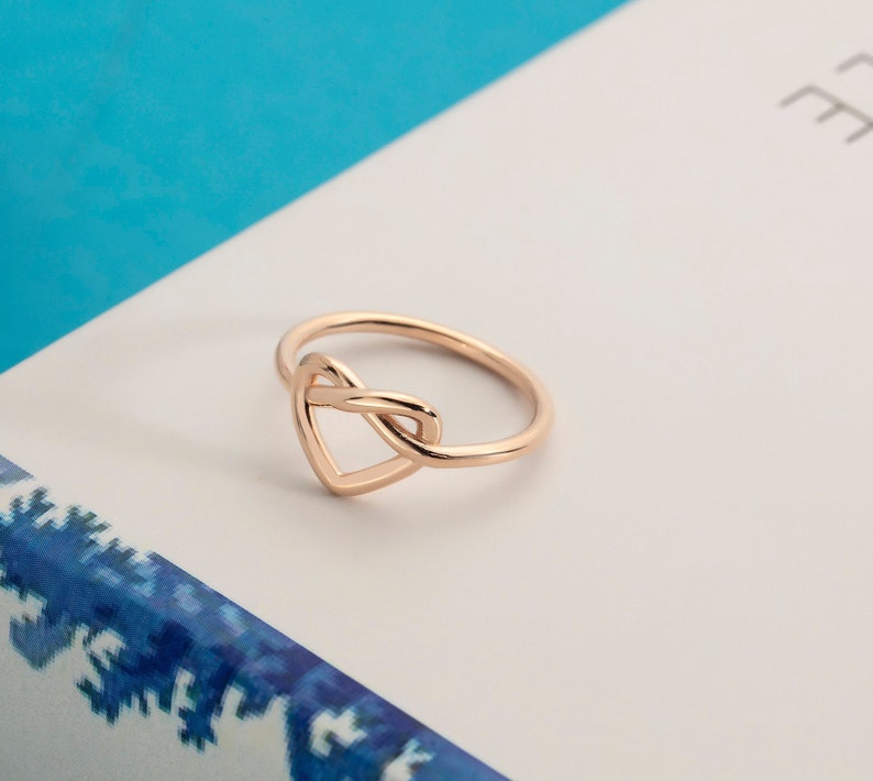 10K 14K 18K Gold Heart Ring, Girlfriend Ring, Gold Knot Heart Ring, Promise Ring, Infinity Ring, Heart Ring, Romantic Heart Ring,Gift For Gf bild 4