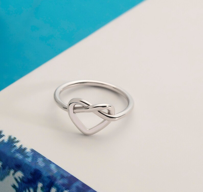 10K 14K 18K Gold Heart Ring, Girlfriend Ring, Gold Knot Heart Ring, Promise Ring, Infinity Ring, Heart Ring, Romantic Heart Ring,Gift For Gf bild 3