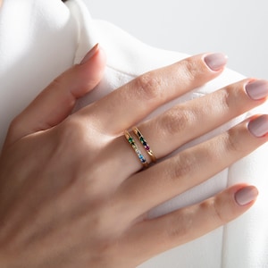 10K,14K,18K Gold Family Birthstone Ring, Gold Personalized Birthstone Ring, Gift for Mom, Mother Ring, New Mom Ring, Family Gold Ring image 3