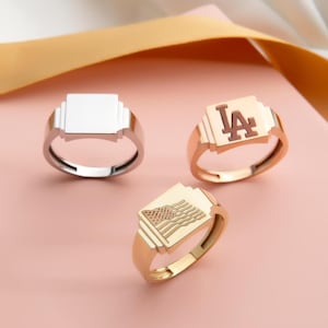 10K,14K,18K Gold Engraved Signet Ring, Thick Engrave Ring ,Gift For Her, Gift For Him, Engrave Name Ring, Gold Signet Name Ring, Couple Ring