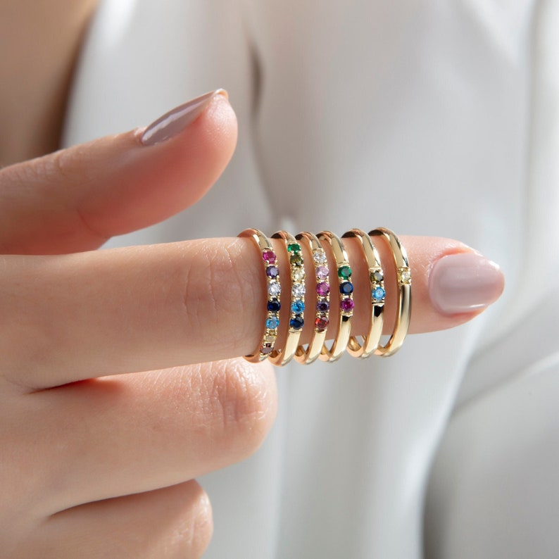 10K,14K,18K Gold Family Birthstone Ring, Gold Personalized Birthstone Ring, Gift for Mom, Mother Ring, New Mom Ring, Family Gold Ring image 1