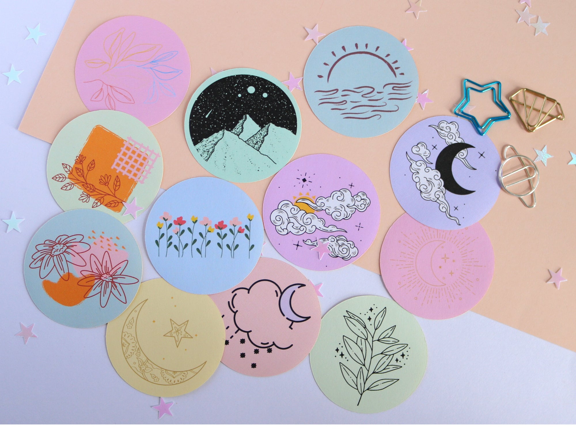 12 set of Aesthetic sticker set / minimal sticker set / | Etsy