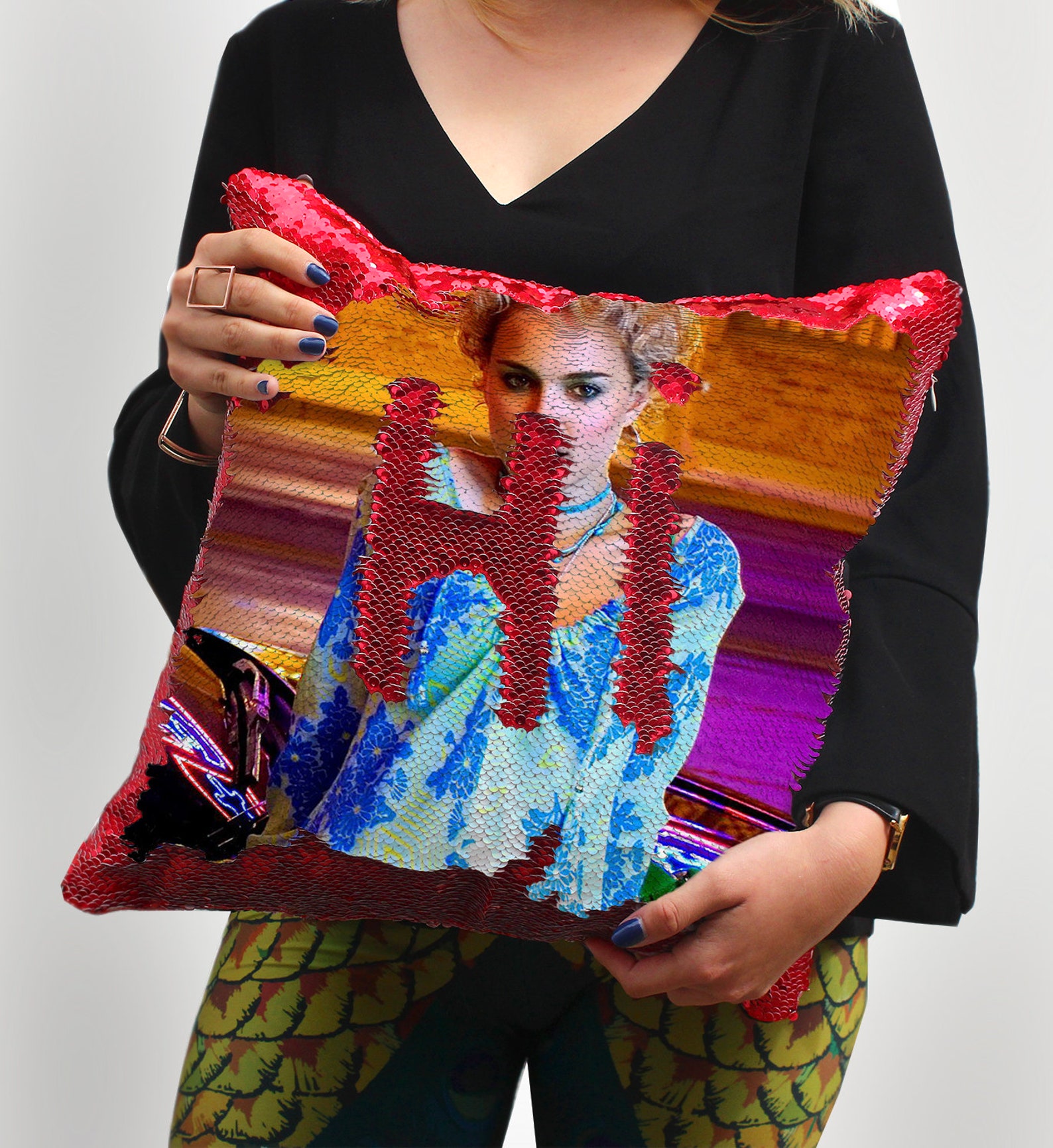 Natalie Portman Sequin Pillow Hollywood Magic Pillow Sexy | Etsy