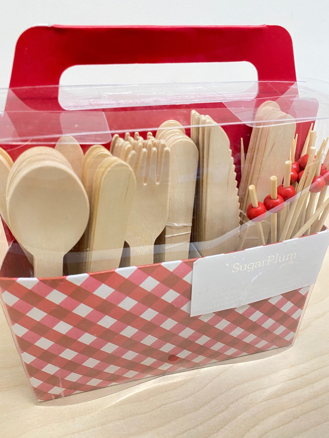 Picnic Caddy 137 Piece Set Red and White Gingham Print & Etsy