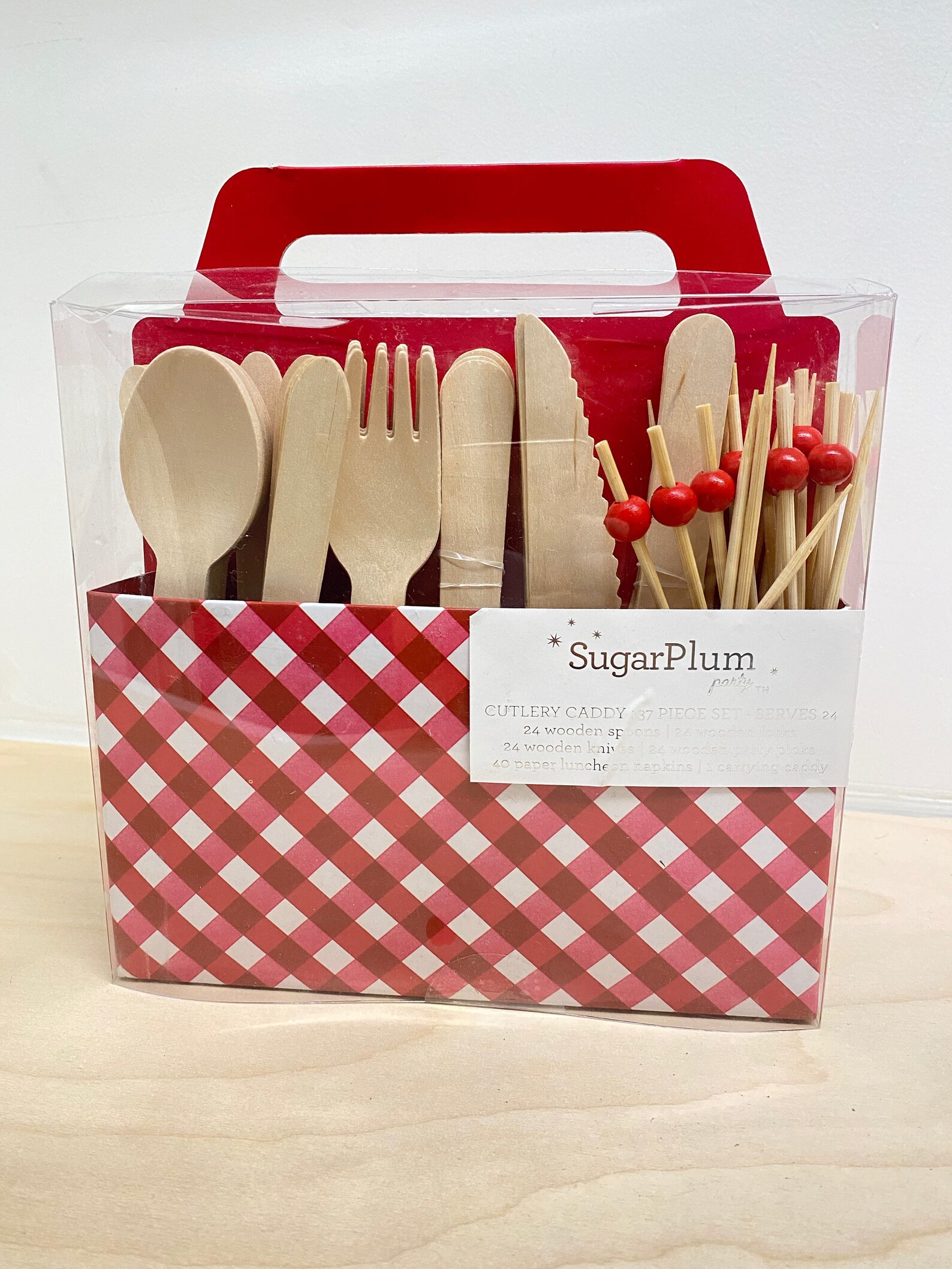 Picnic Caddy 137 Piece Set Red and White Gingham Print & Etsy