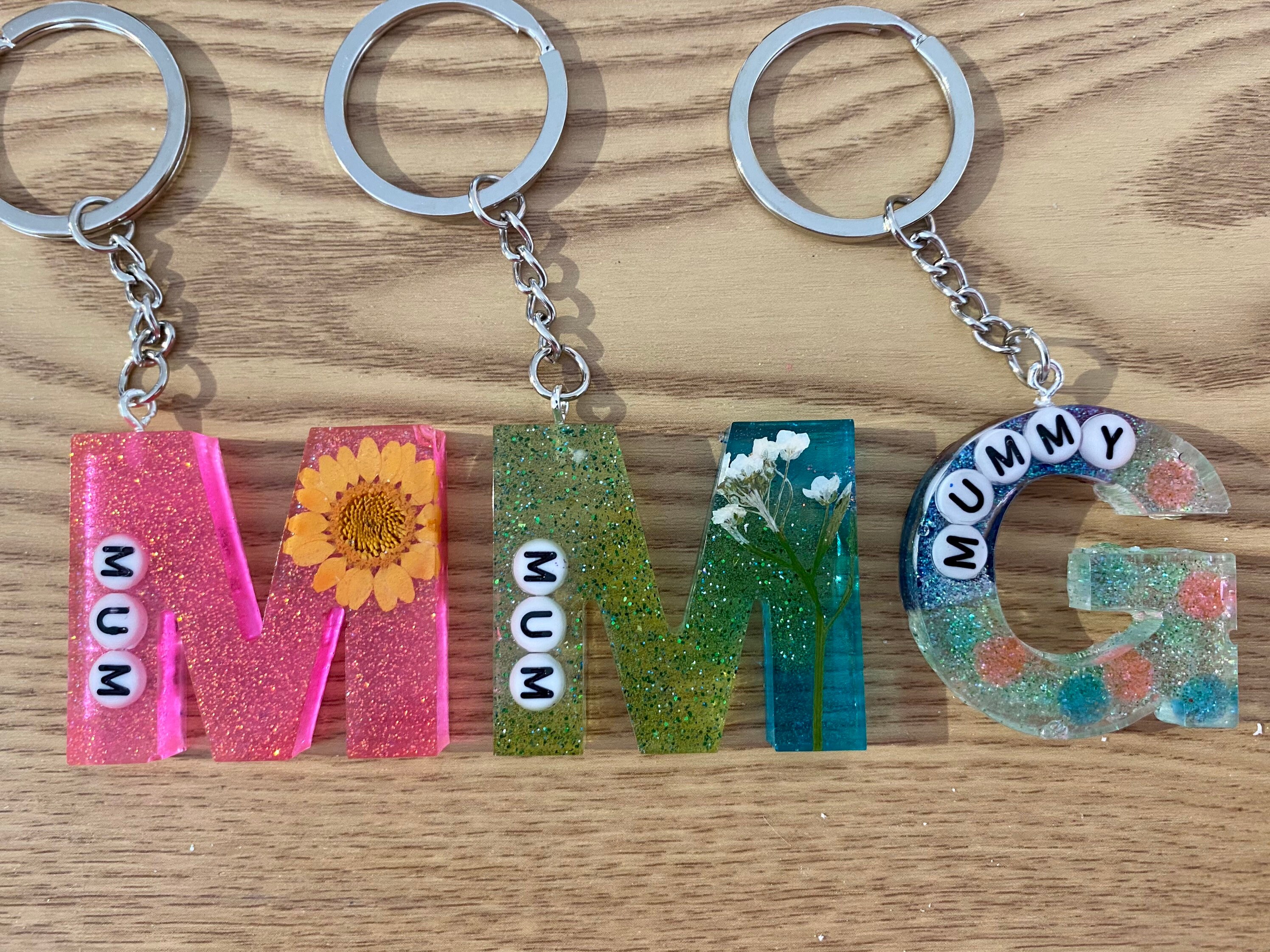 RESIN KEYRING Initial Name Personalised Keyrings Keychains Etsy