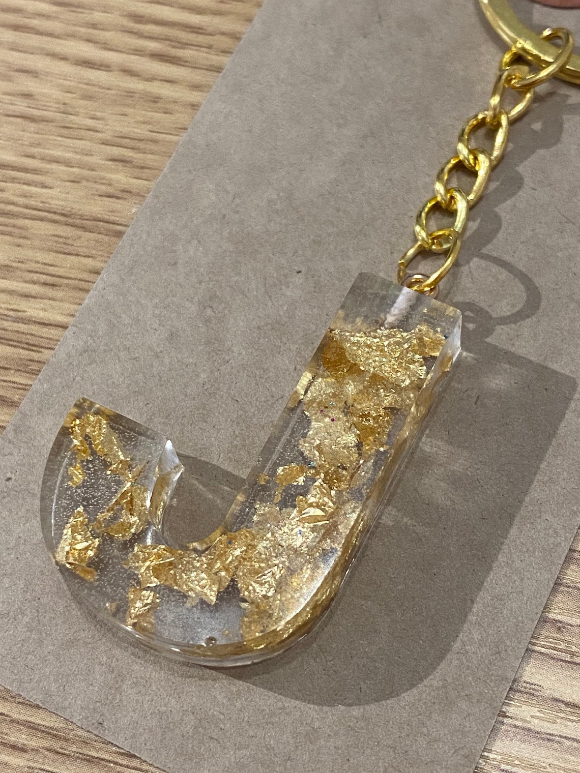 ANY INITIAL Gold Leaf Resin Keyring Keychain or Bag Charm Etsy