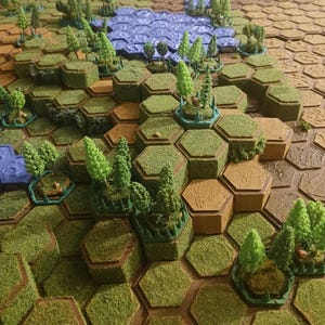 Peças hexagonais modulares | jogos de guerra em miniatura | terreno | impressão 3D | peças hexagonais | peças de mapa