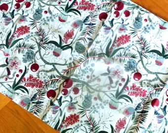 Vintage Swedish Floral Curtain Valance: 1990s Linen Cotton Design