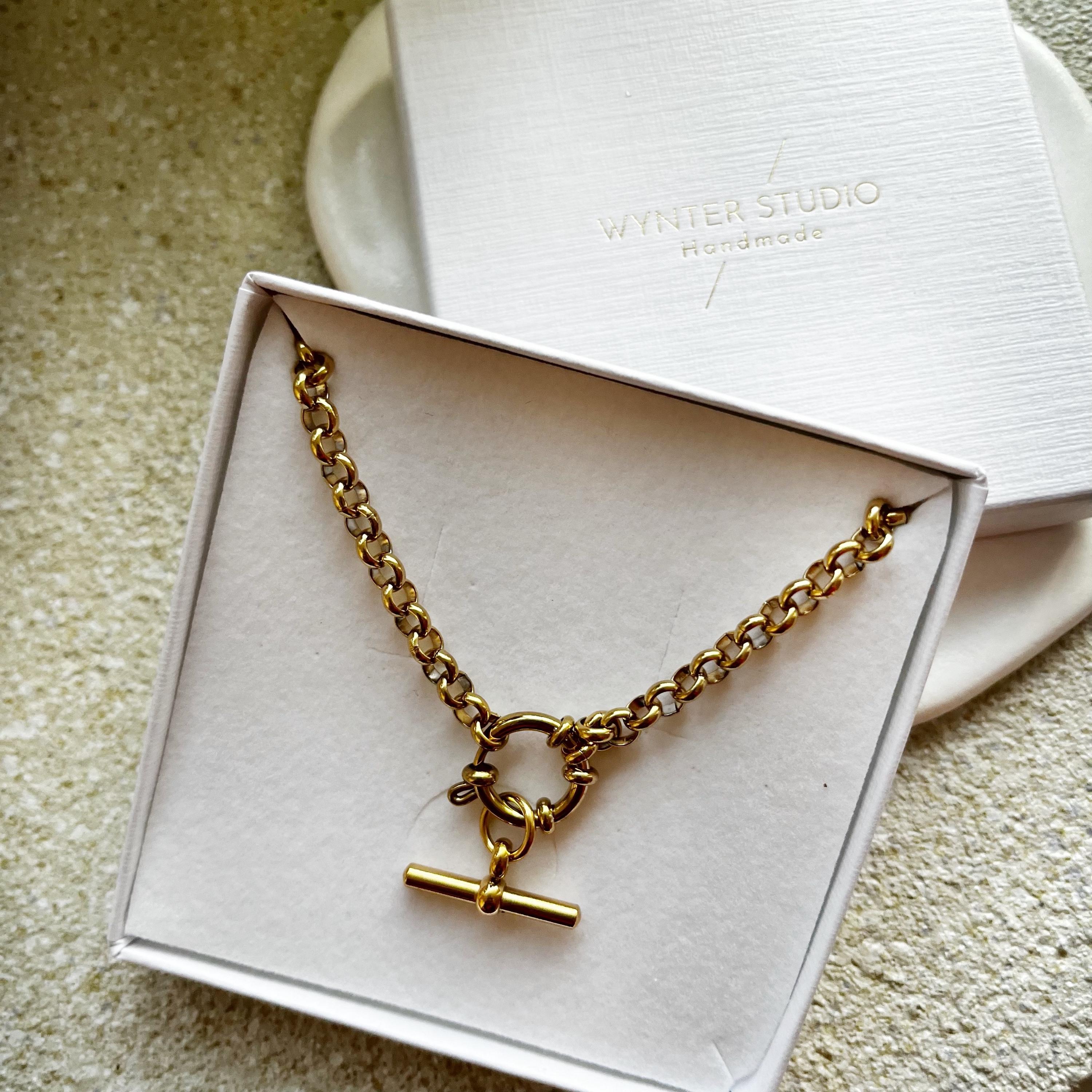 Chunky T Bar 16” Belcher Necklace 18ct Gold Plated - Etsy