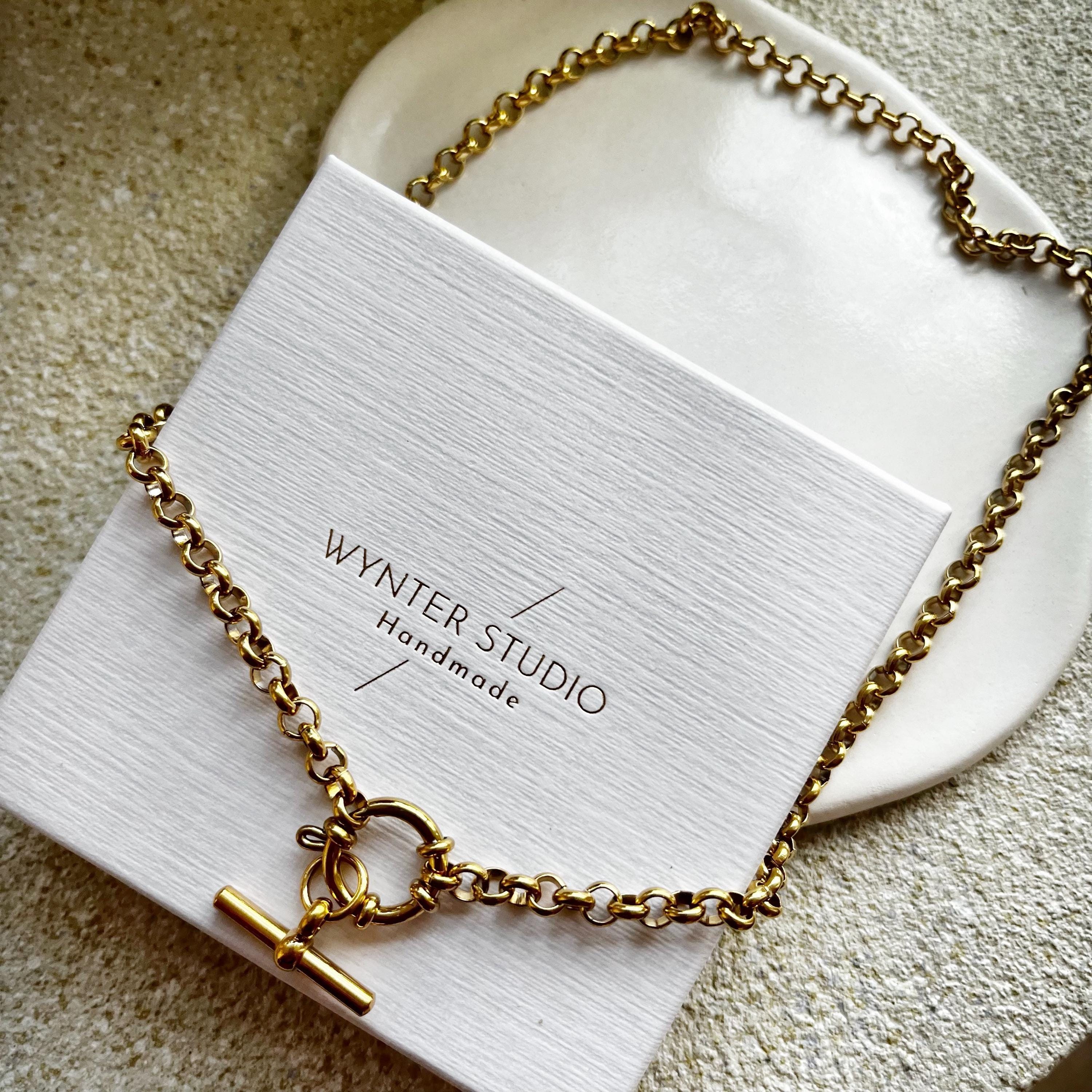 Chunky T Bar 16” Belcher Necklace 18ct Gold Plated - Etsy
