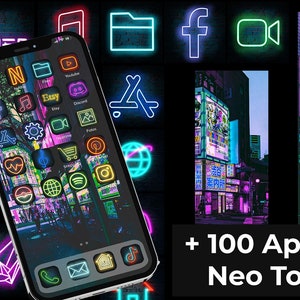 Neo Tokyo IOS14 & Android App Icons, Neon Icons, Japan Icons