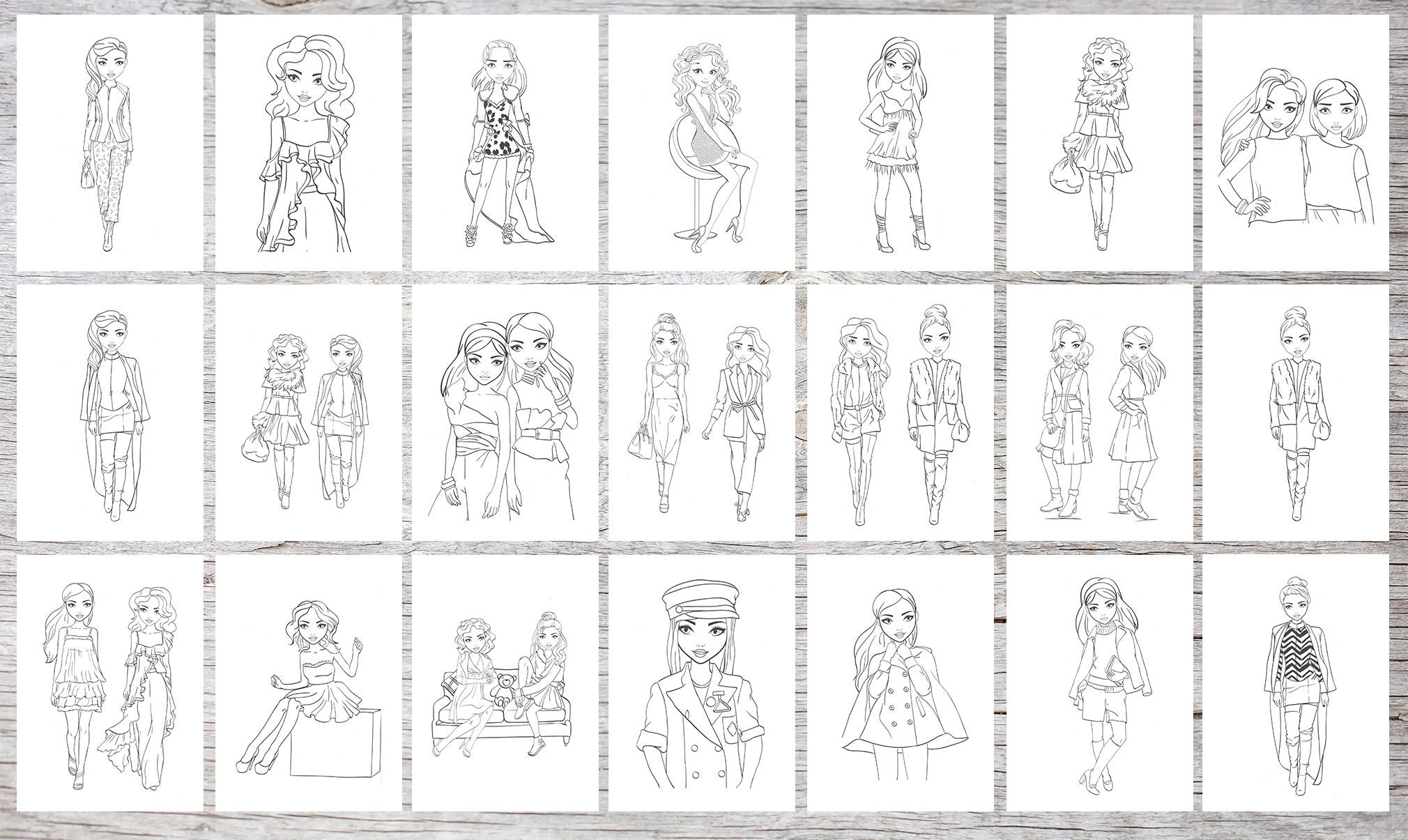 Coloring Pages for Children Girls in Fancy Dresses - Etsy