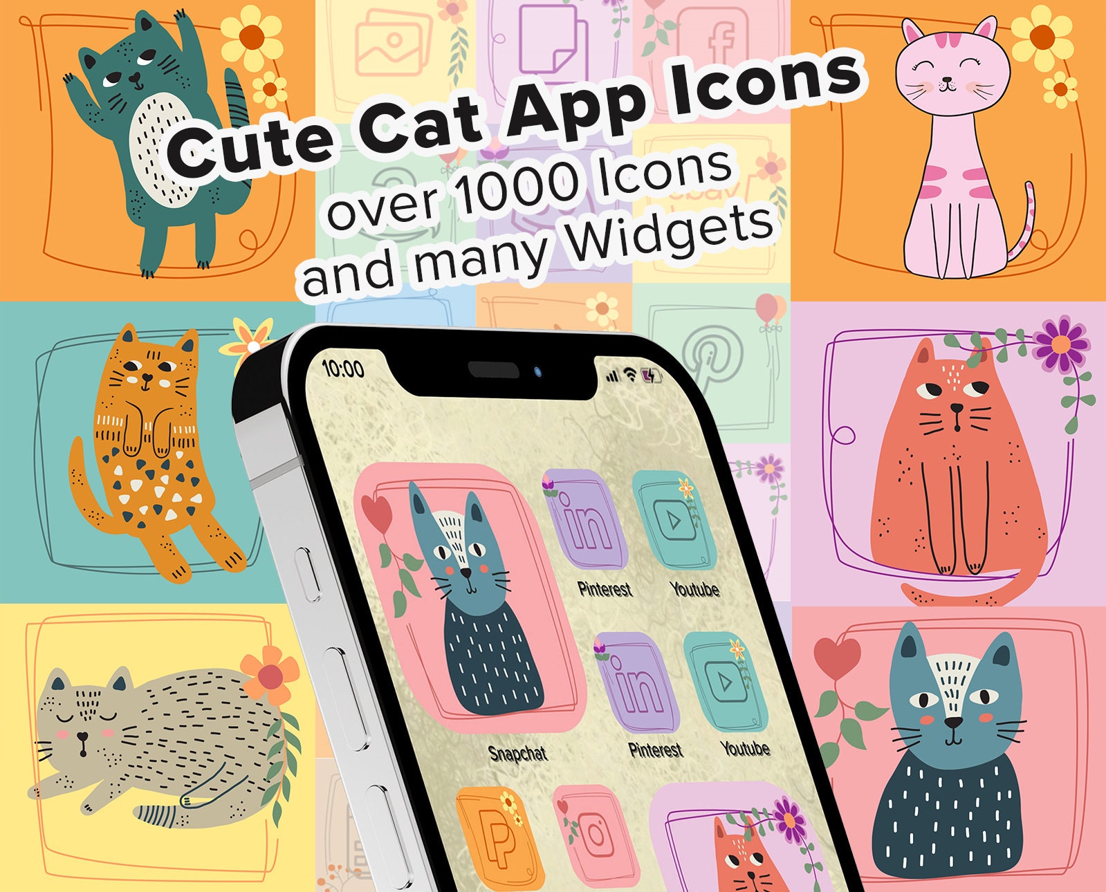 Cute Cat Bakery Neutral Icon Set Ios & Android App Icons 