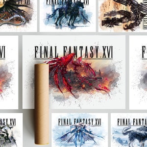 Final Fantasy 16 Eikon Poster - Esper I Ifrit I Shiva I Bahamut I Odin I Titan I Geruda I Phoenix I Ramuh I Torgal