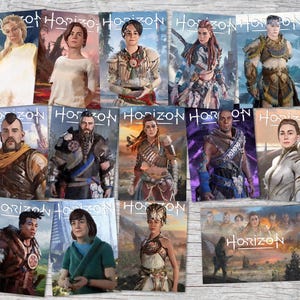 Horizon Zero Dawn : HZD (14 cartes) | Aloy | Ouest interdit |  Cartes astucieuses | Carte postale sertie de personnages de jeu