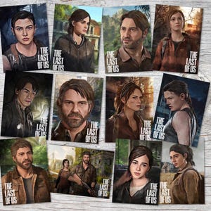 El último de nosotros (12 cartas) | Ellie y Joel | Tarjetas ingeniosas | Postal con personajes del juego.