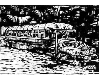 School Bus Graveyard Giclée