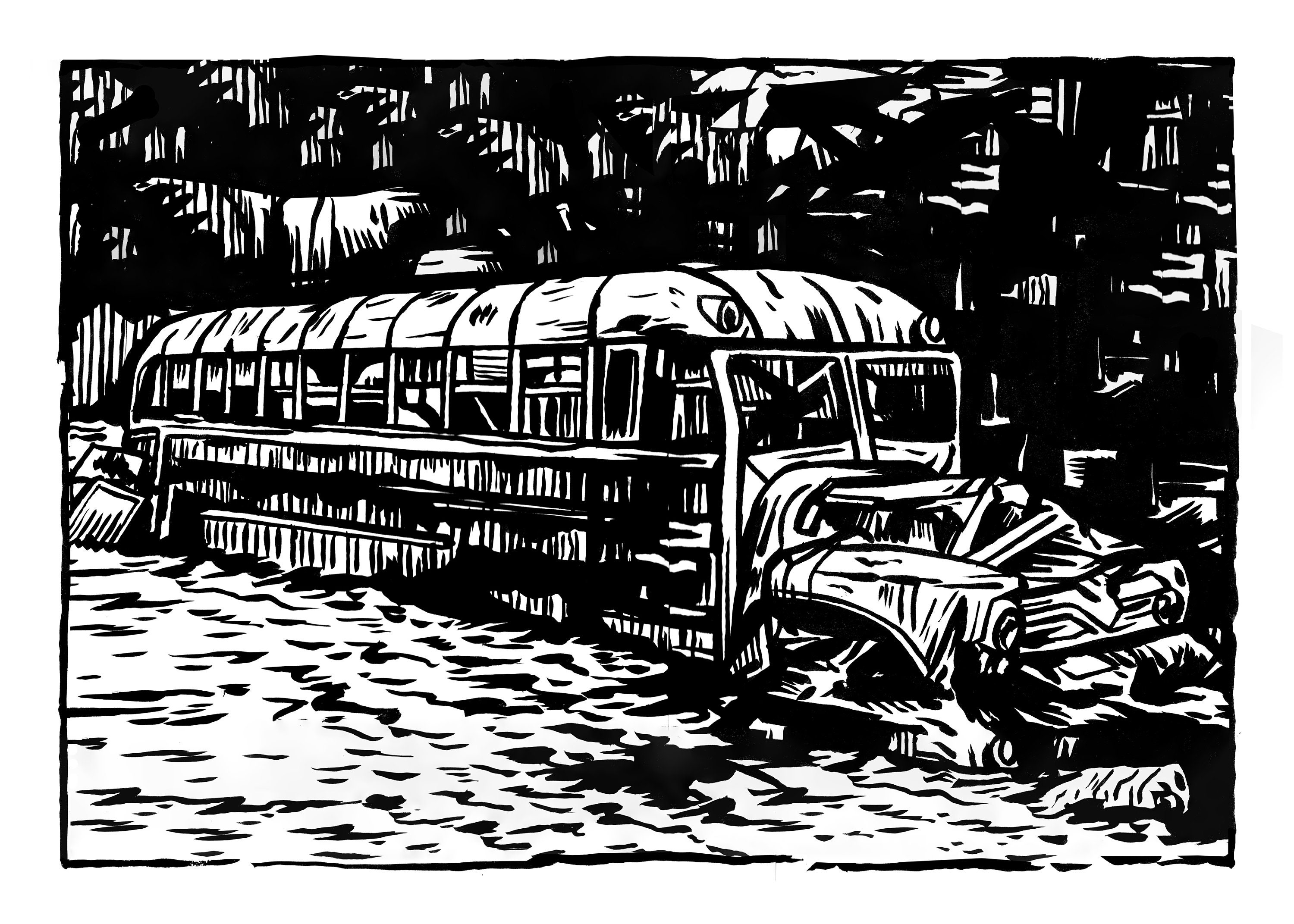School Bus Graveyard Gicl??e - Etsy