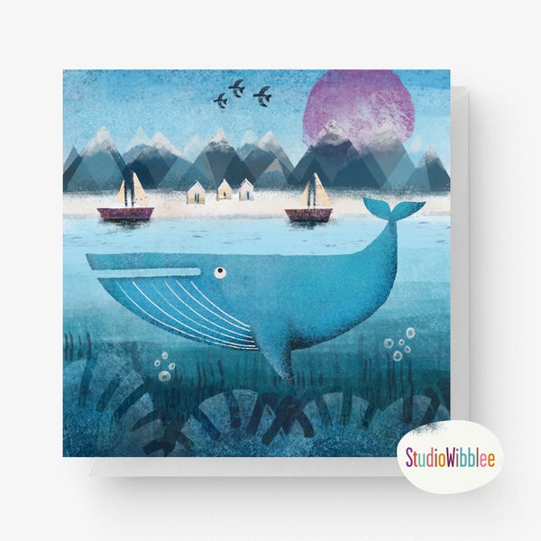 Whale Greeting Card. For Birthdays, Christmas, Solstice or any day. For him or for her.