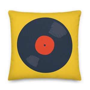 Vintage Vinyl Design Throw Cushion/Pillow - Pop Art, Retro, double-sided design. 18x18inch or 22x22inch.