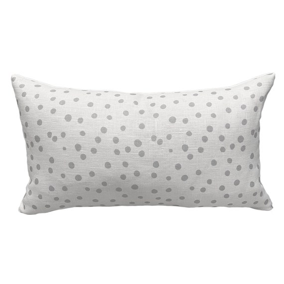 Grey Polka Dot Cushion/linen Cushion Cover/rectangular Etsy UK