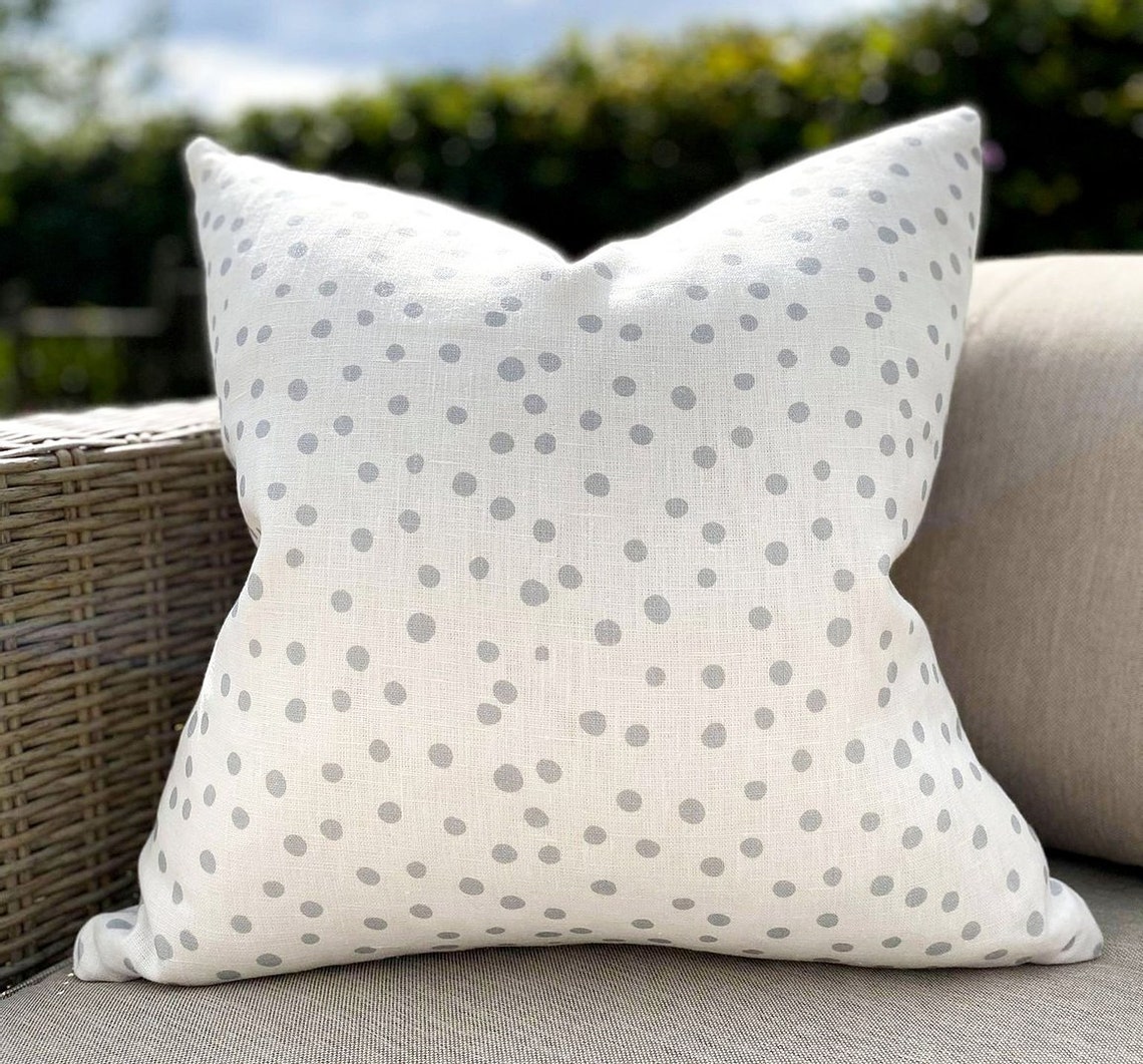Grey Polka Dot Cushion/linen Cushion/square Cushion/polka Dot Etsy UK