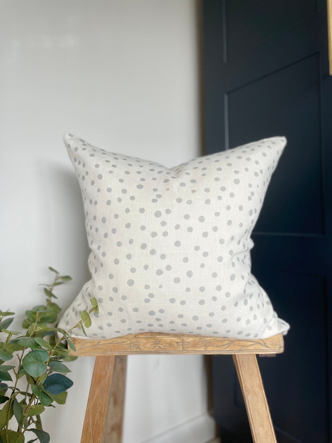 Grey Polka Dot Cushion/linen Cushion/square Cushion/polka Dot Etsy UK