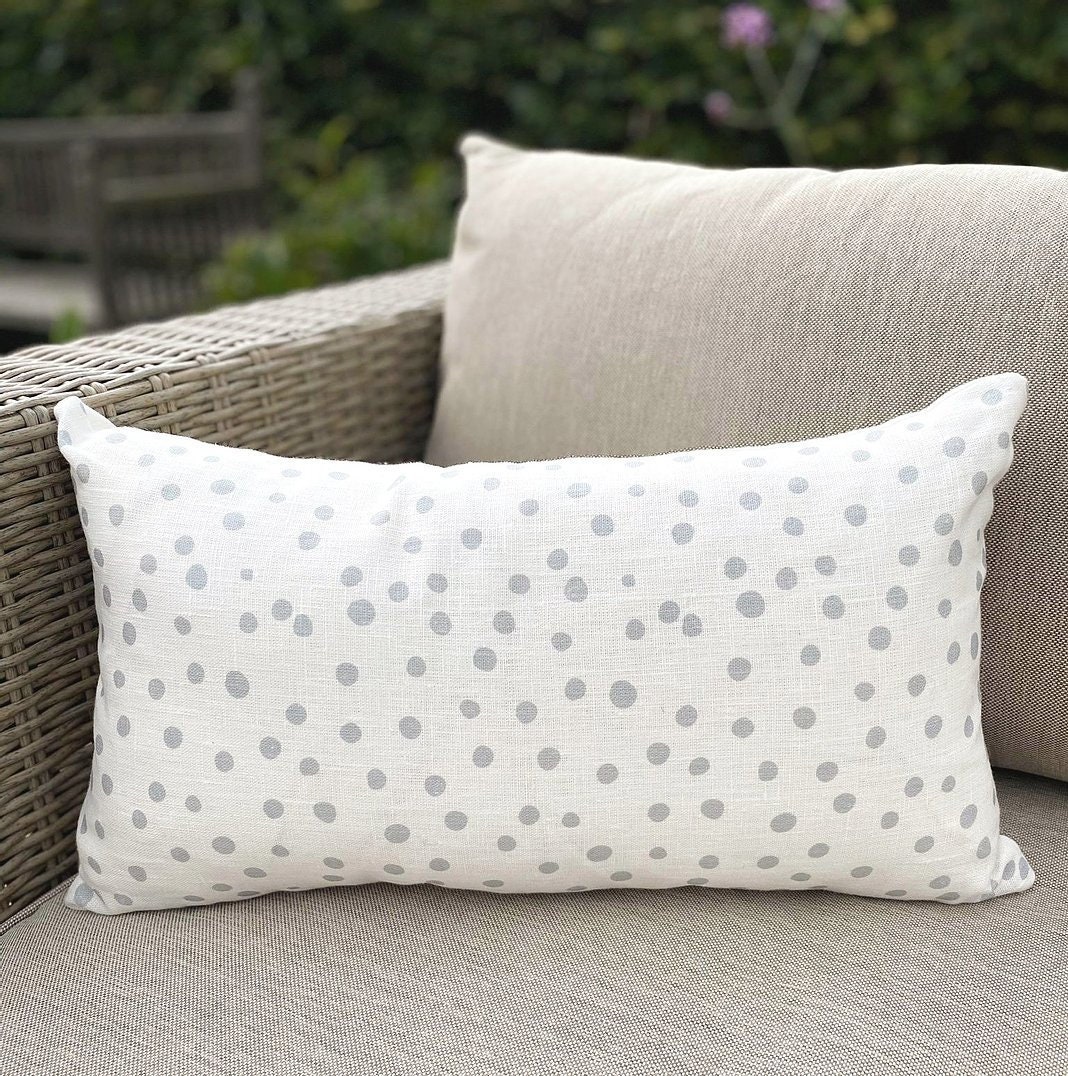 Grey Polka Dot Cushion/linen Cushion Cover/rectangular Cushion/polka