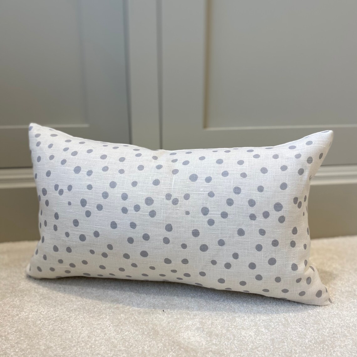 Grey Polka Dot Cushion/linen Cushion Cover/rectangular Cushion/polka