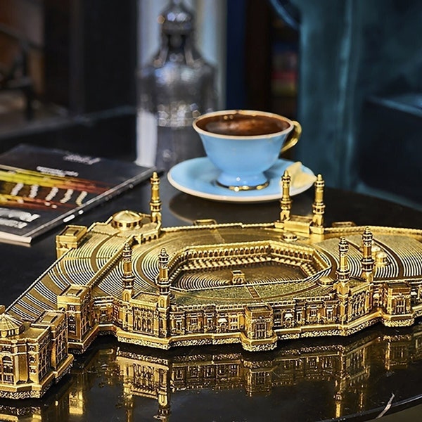 Islamic Home Decor Table Top&Gold Masjid Al Haram Islamic Art, 3D Kaaba Islamic Gifts for Mum;Mecca Decoration, Mother Days Gift Decoration