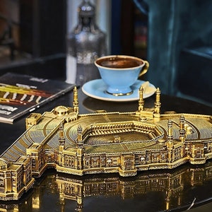 Islamic Home Decor; Silver Masjid Al Haram Islamic Art, 3D Kaaba Islamic Gifts for Her/Him; Mecca Decoration, Ramadan Decoration Table Art