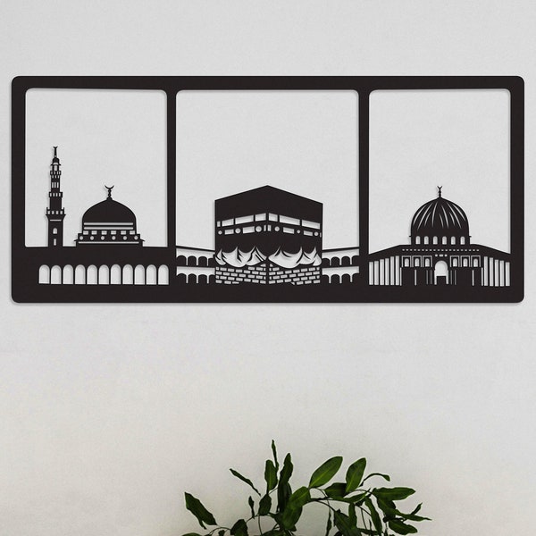 Kaaba, Masjid Aqsa, Masjid Nabawi | Metal Masjid Decor; Mecca, Madina, Palestine Masjid Art, Masjid Al Aqsa Islamic Wall Art; Islamic Gifts