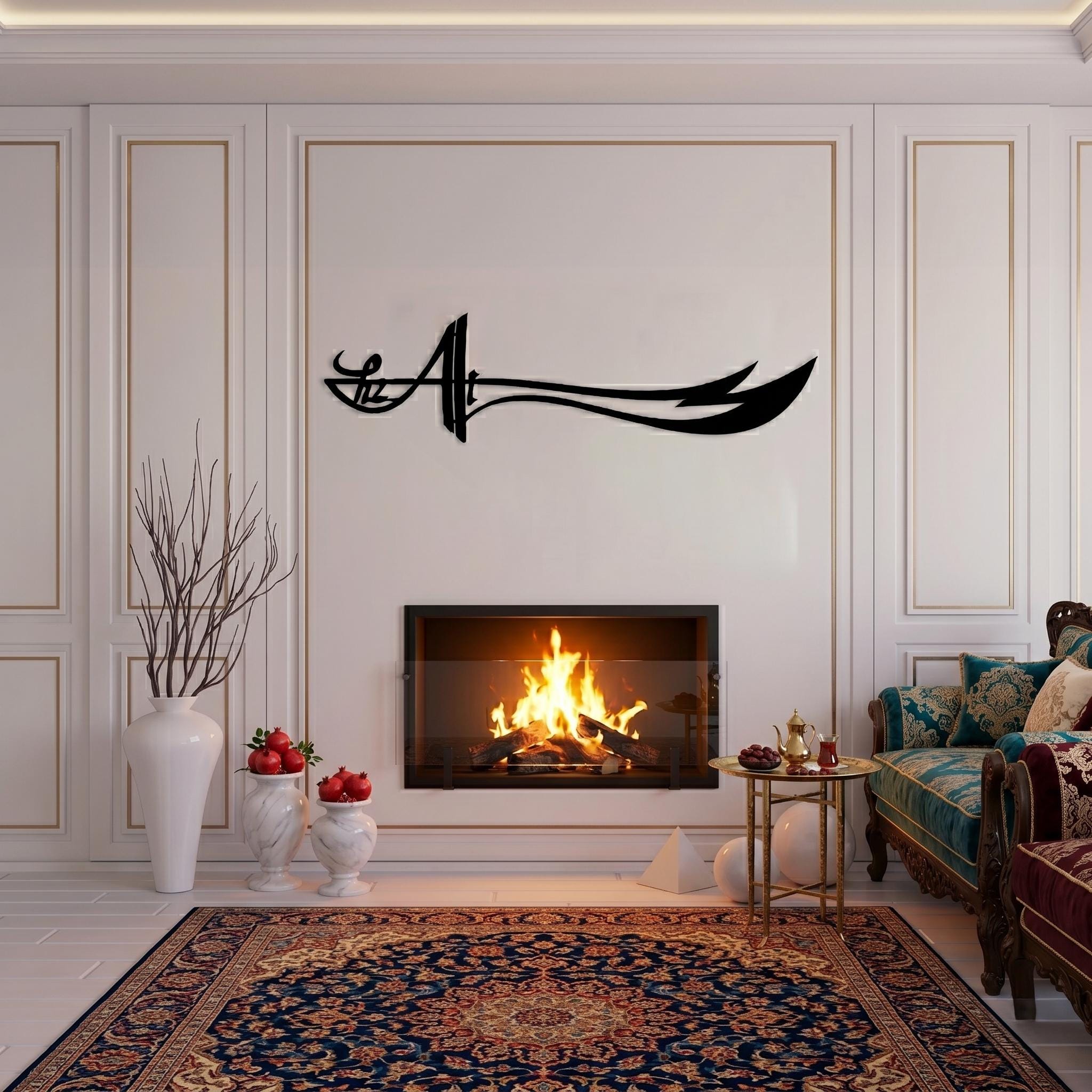 Zulfiqar Sword Metal Wall Art: Islamic Calligraphy Decor Imam