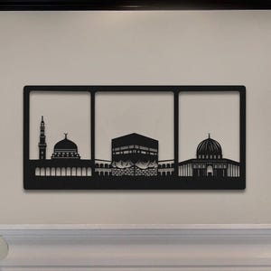 Metal Islamic Wall Art: Kaaba, Masjid Al Aqsa, Masjid Nabawi Decor