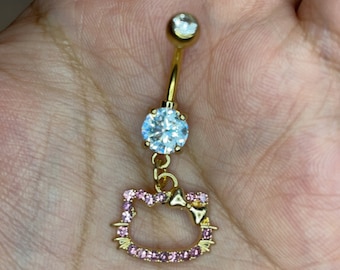 Rhinestone Kitty Belly Ring