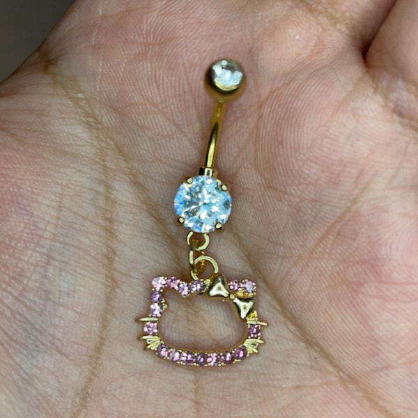 Rhinestone Kitty Belly Ring