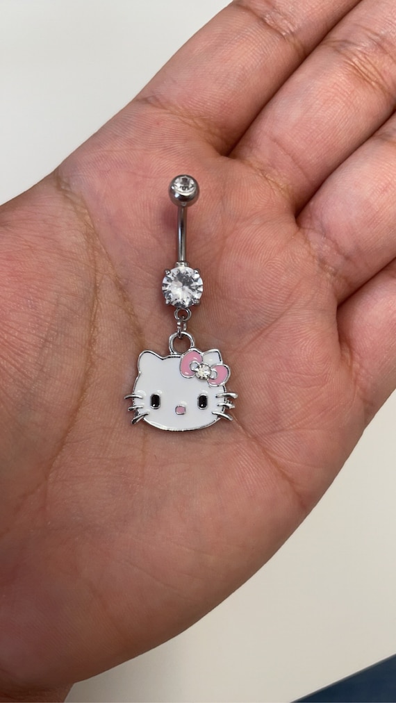Jewelry Fashion HELLO KITTY Belly Ring with Pink and Red Crystals – COLO
