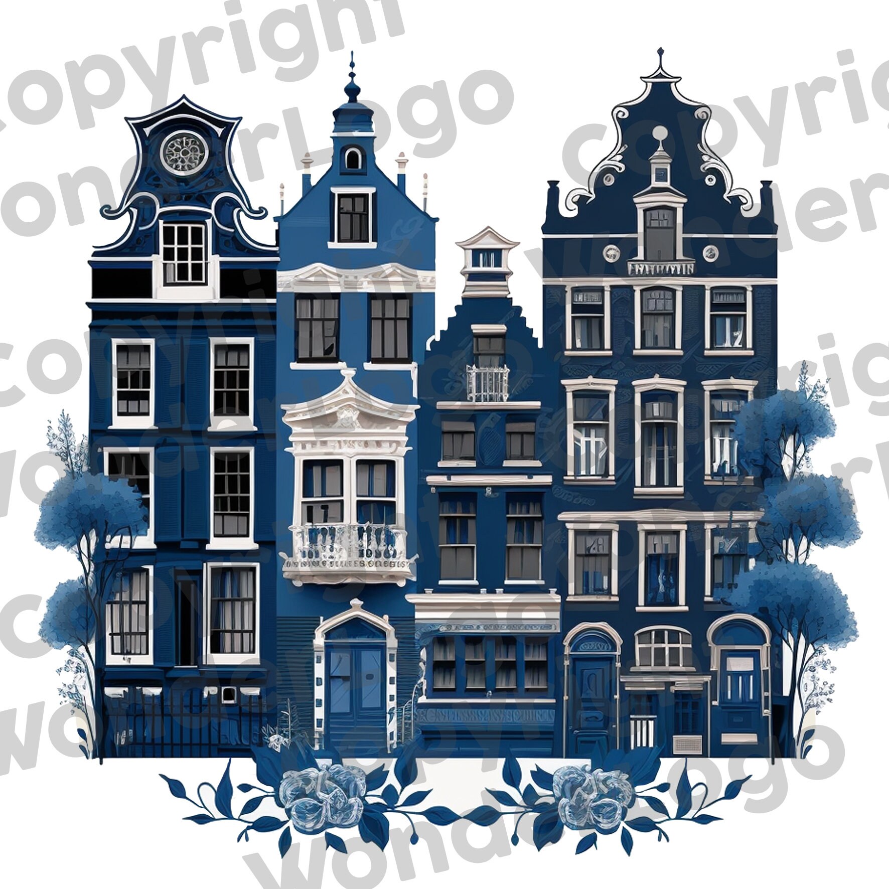 7 Delft Blue Clipart Images Instant Digital Download - Etsy