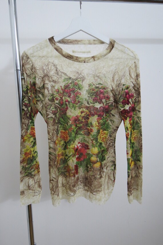 Jean Paul Gaultier S/S 1999 floral mesh top