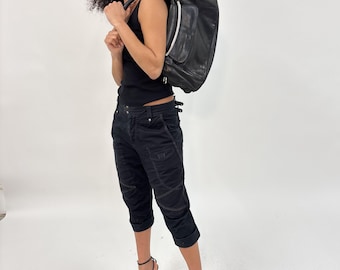 Marithé Francois Girbaud Casual black cotton cargo shorts