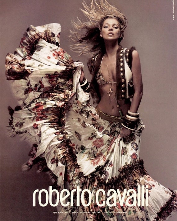 Roberto Cavalli S/S 1999 runway blossom silk skirt